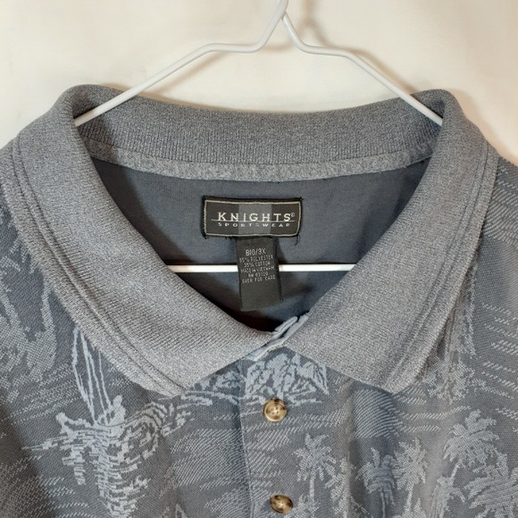 Knights Sportswear Gray Men's 3X Short Sleeve Polo Shirt Palm Trees - Picture 5 of 7